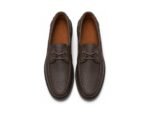 Seaborne Dark Brown Grain Modern Boat Shoe - White BG Top View Pair