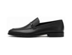 Sterlingford Black Calf Horsebit Loafer - White BG Side Profile