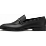 Sterlingford Black Calf Horsebit Loafer - White BG Side Profile