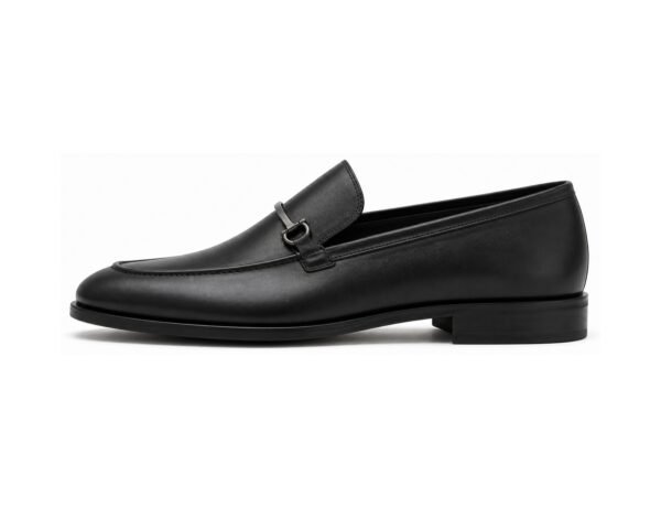 Sterlingford Black Calf Horsebit Loafer - White BG Side Profile
