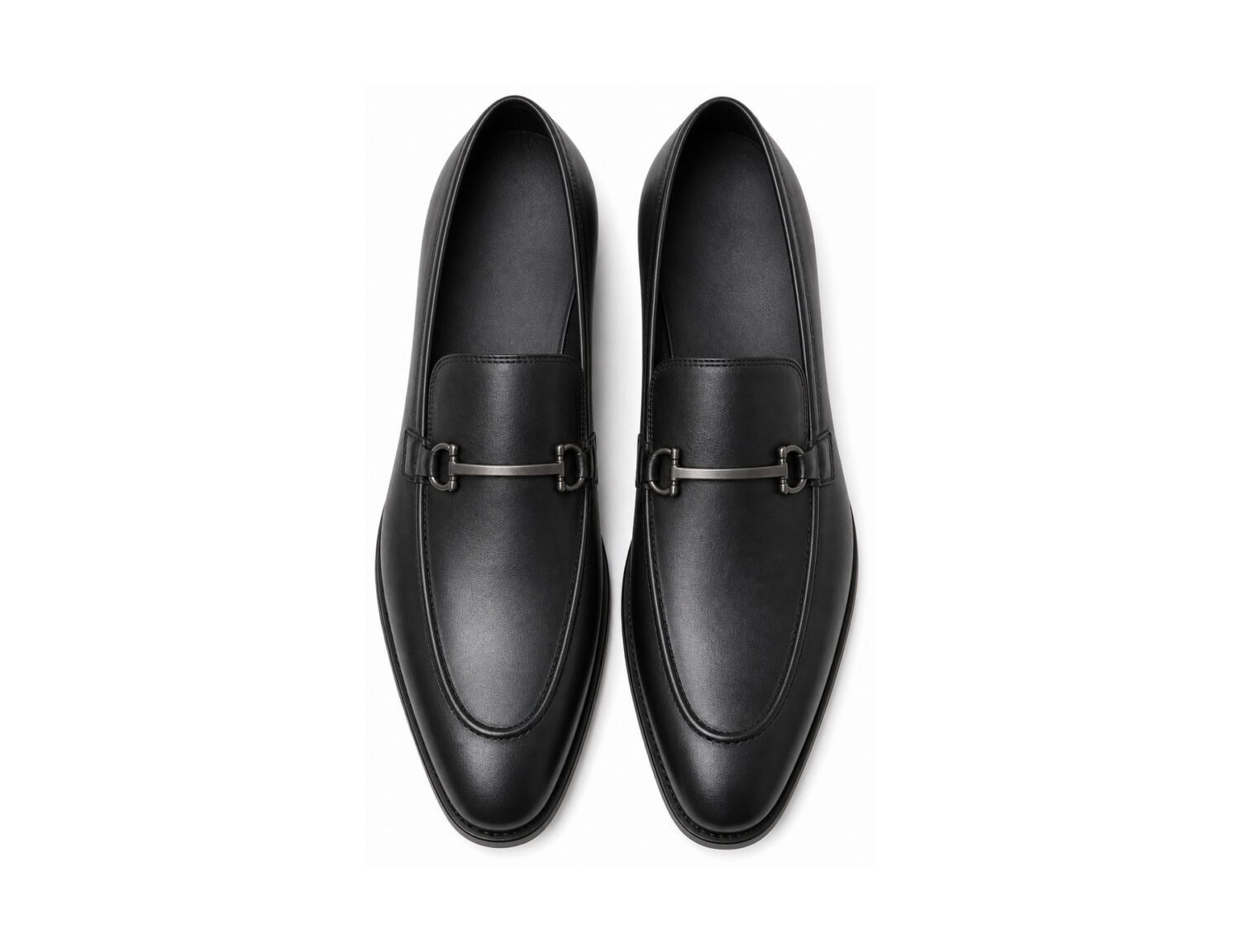 Sterlingford Black Calf Horsebit Loafer - White BG Top View Pair