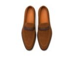 Tavermond Tobacco Suede Braided-Strap Loafer - White BG Top View Pair