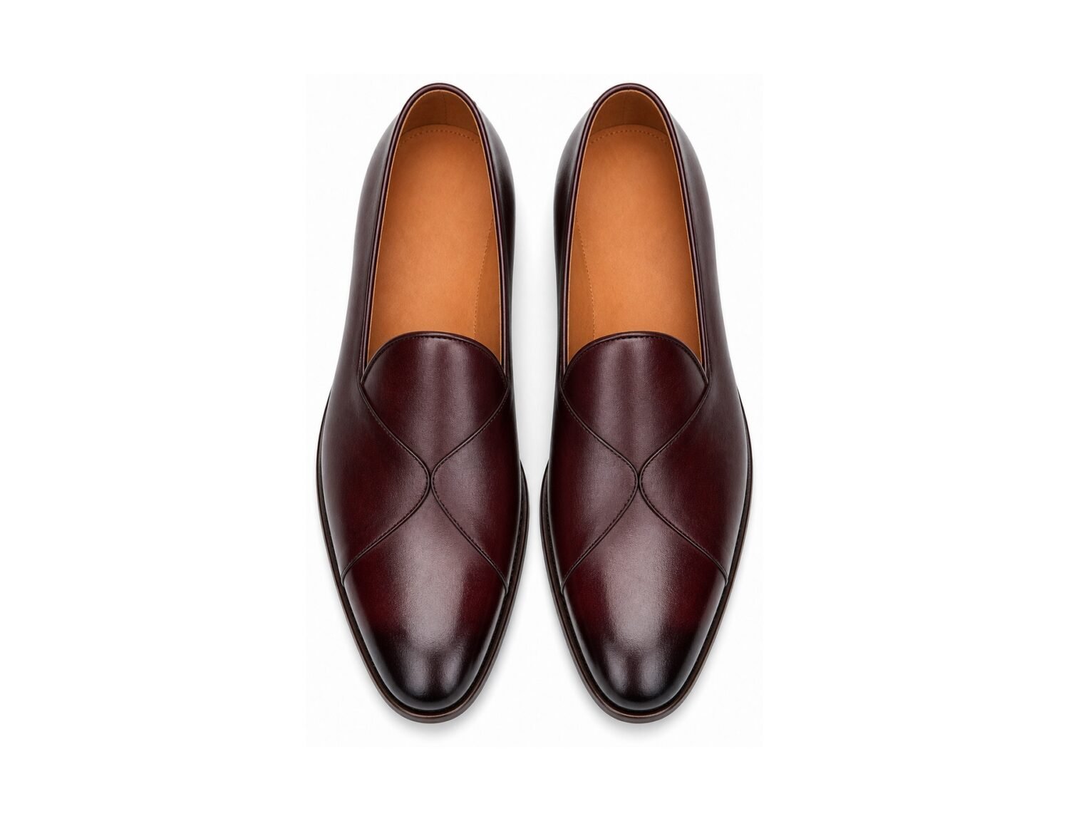 Valeroux Oxblood Calf Butterfly Loafer - White BG Top View Pair