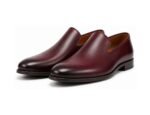 Varenza Burgundy Calf Venetian Loafer - White BG Pair