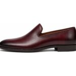 Varenza Burgundy Calf Venetian Loafer - White BG Side Profile