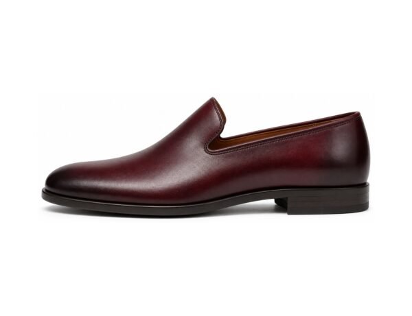 Varenza Burgundy Calf Venetian Loafer - White BG Side Profile
