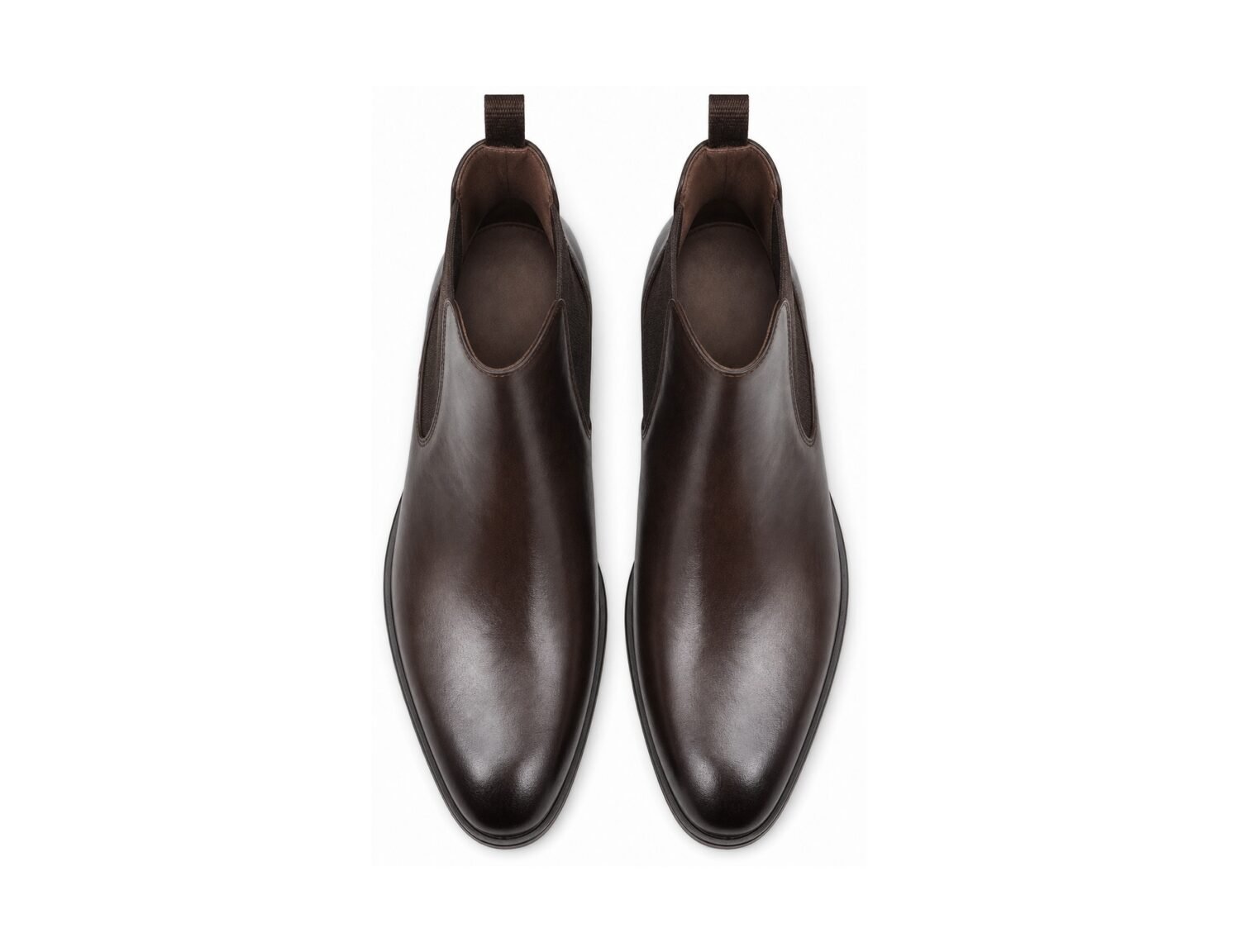 Westmere Dark Brown Calf Chelsea Boot - White BG Top View Pair